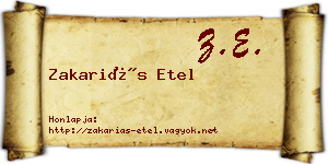 Zakariás Etel névjegykártya